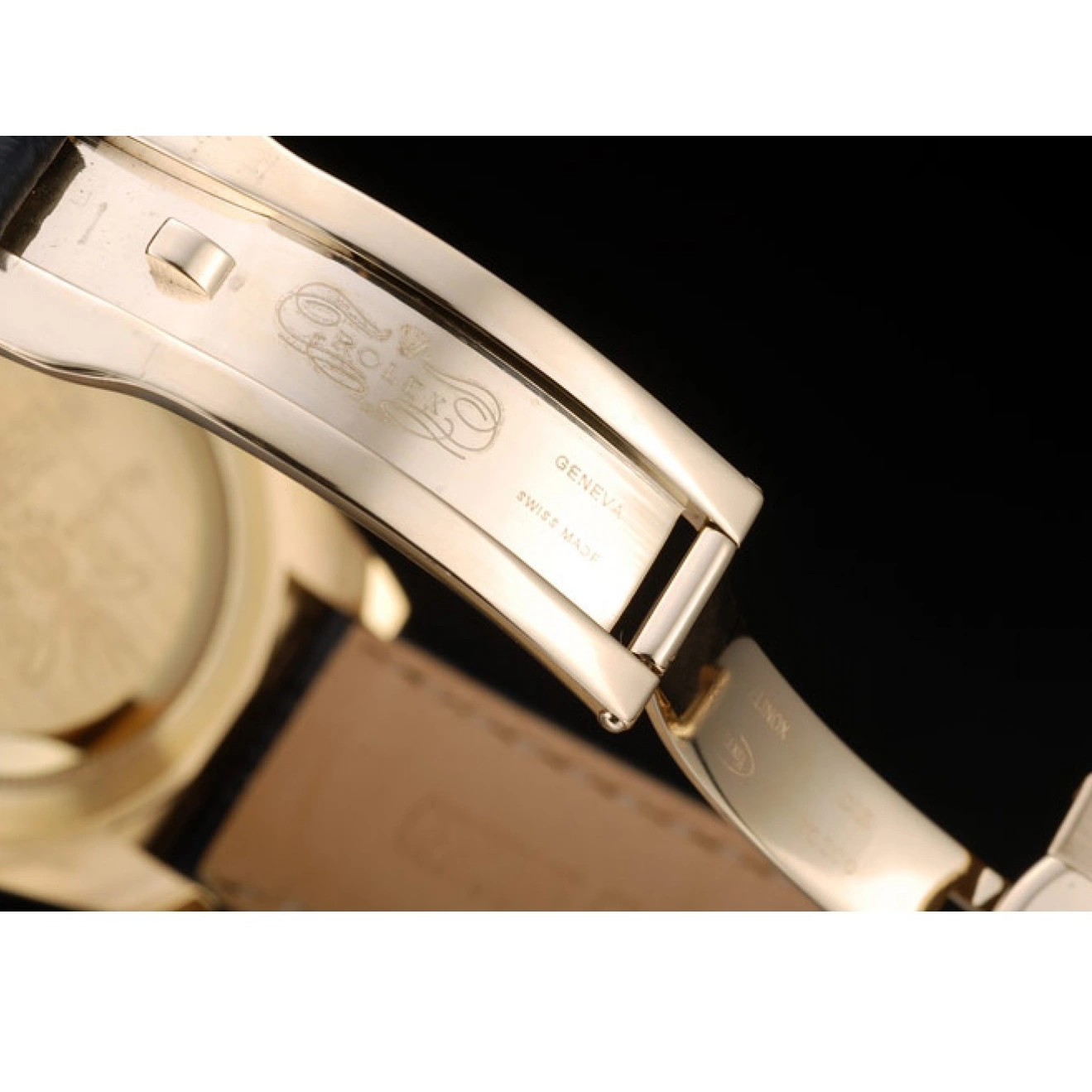 Aaa replica watch Strap Case Rolex Dial Leather Blue Daytona Gold Black 0611